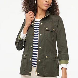 J Crew Resin-Coated Twill Field Jacket in Dark Green
